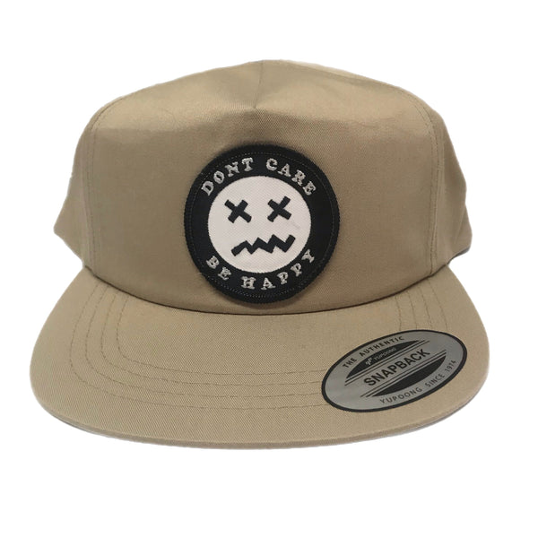 Be Happy Hat - Tan and Black Unconstructed Snapback Cap