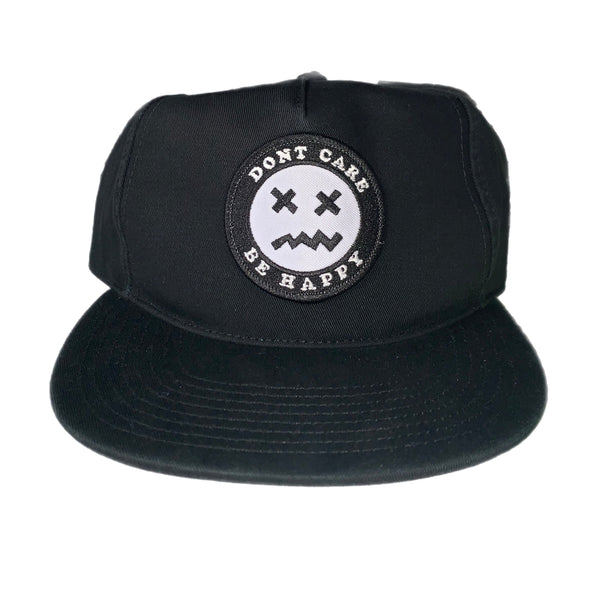 Be Happy Hat - Tan and Black Unconstructed Snapback Cap