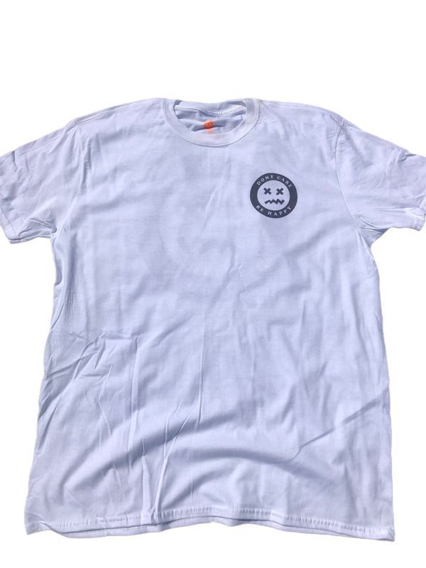 Be Happy Circle White T-Shirt - Soft Cotton Tee with Positive Vibes