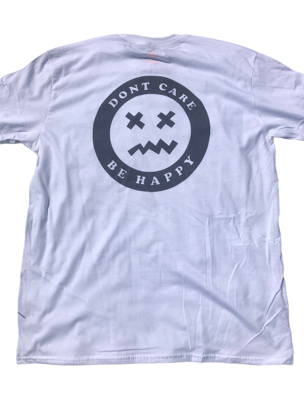 Be Happy Circle White T-Shirt - Soft Cotton Tee with Positive Vibes