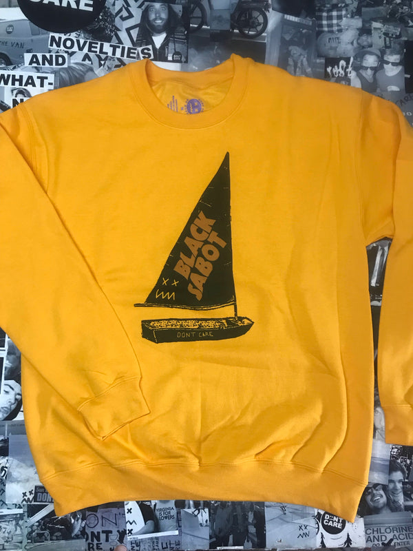 Black Sabot Crew Neck - Soft Yet Tough 'Don't Care' Sweatshirt